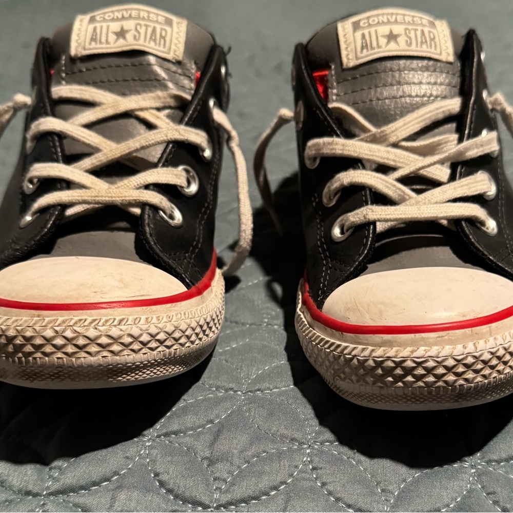 Converse Kids Black Low-Top Sneakers with Red Accent